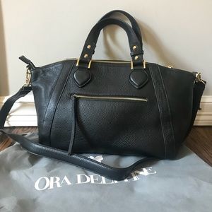 Ora Delphine Black Leather Satchel